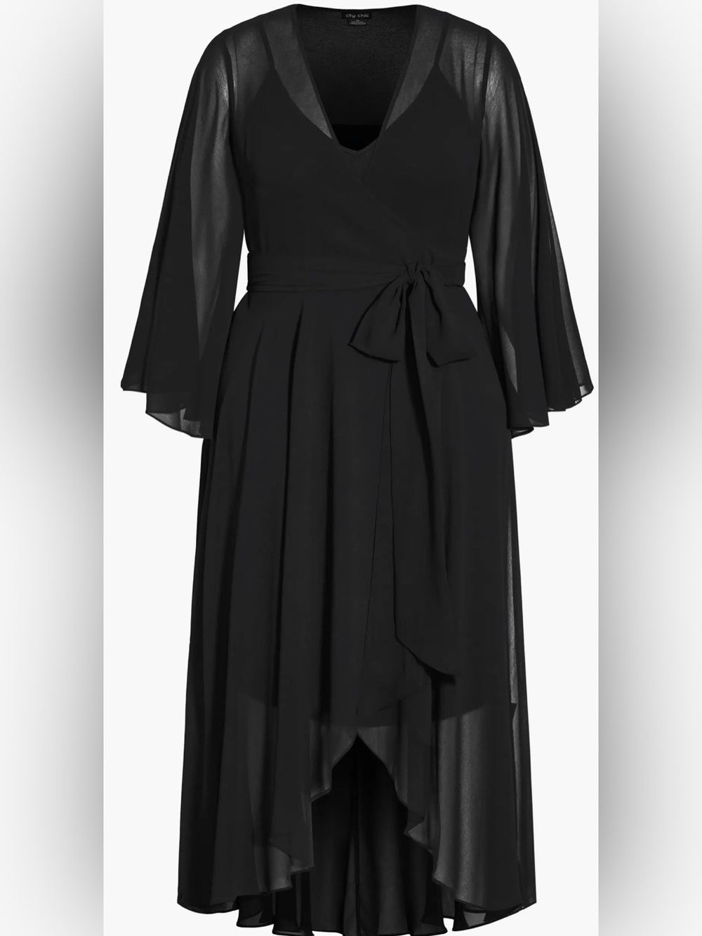 City Chic Sheer Chiffon Wrap Dress